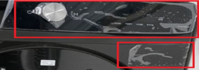 제품 전면과 조작부 투명 비닐 부착 사례