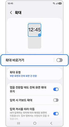 확대 바로가기 설정을 비활성화 해보세요