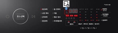 전자동 세탁기 조작부의 도어 잠금 표시 이미지