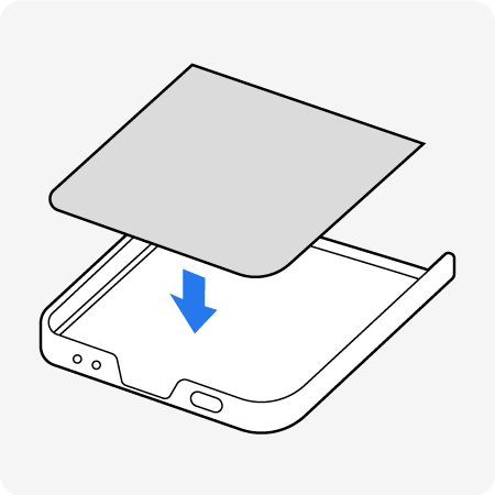  아래쪽 제품에 제공된 카드를 장착하세요. 무늬가 있는 쪽이 바깥쪽을 향하게 장착하세요.