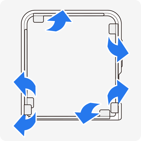 1. 제품 안쪽 고정 패드에 부착된 이형지를 제거하세요.