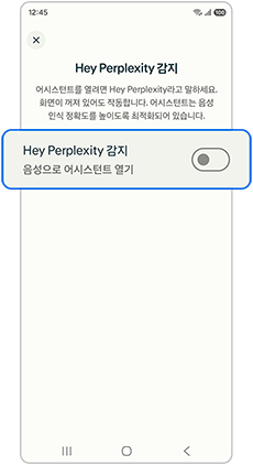 5. 헤이 퍼플렉시티 감지 화면에서 활성화(켜기) 해주세요