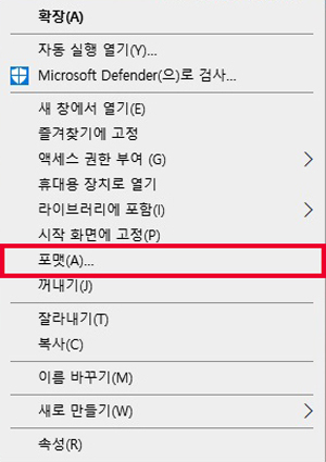 포맷 선택하기