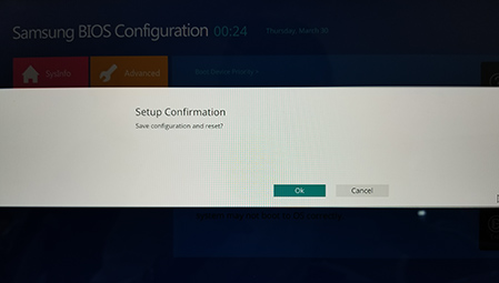 F10] 버튼을 눌러 Setup Confirmation 창이 표시되면 OK