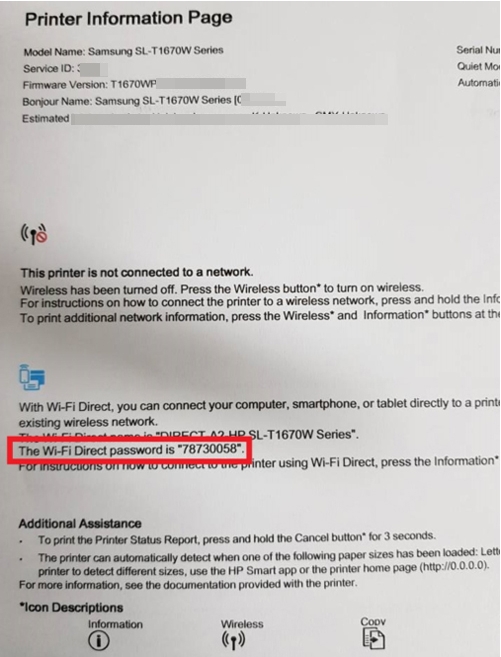 Printer information Page 모습