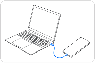휴대전화를 PC(노트북) USB 단자에 USB 케이블로 연결