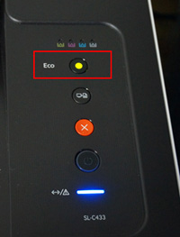 eco 버튼에 초록색으로 켜져 있는 모습