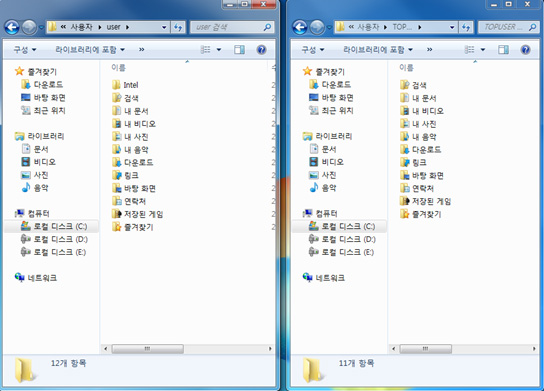 새로 생성한 계정의 C:\ 드라이브에 사용자 폴더를 열어 기존에 사용자 폴더의 내용을 새로 만들 사용자 폴더로 복사한 후 사용해보시기 바랍니다