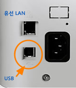프린터 뒷면에 USB단자를 연결했는지 확인해주세요
