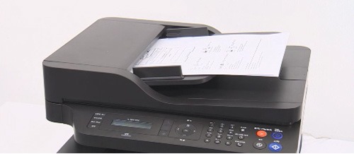 SL-M267x 시리즈 스캔 진행을 위해  제품 위에 있는 원본급지장치에 원고용지 장착한 화면