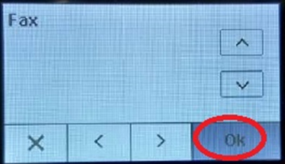 Fax 화면에서 'OK'를 누르세요