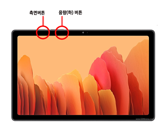 측면 버튼과 볼륨 하 키 위치 표시 화면