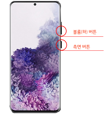 측면 버튼과 음량(하) 버튼을 동시에 눌러 캡쳐