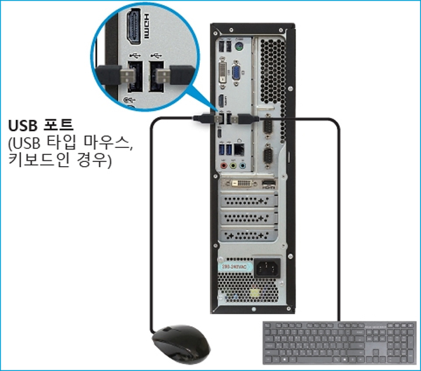 슬림형pc에 usb 타입 키보드 연결하기