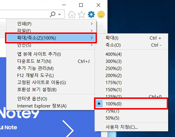 인터넷 화면의 dpi 확대 축소에서 원하는 화면 비율 선택하기