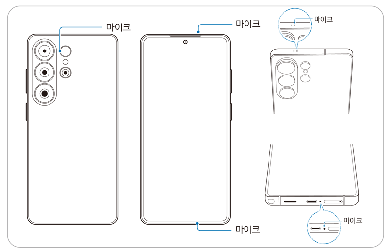 갤럭시 s26울트라 마이크 위치 표시 이미지입니다