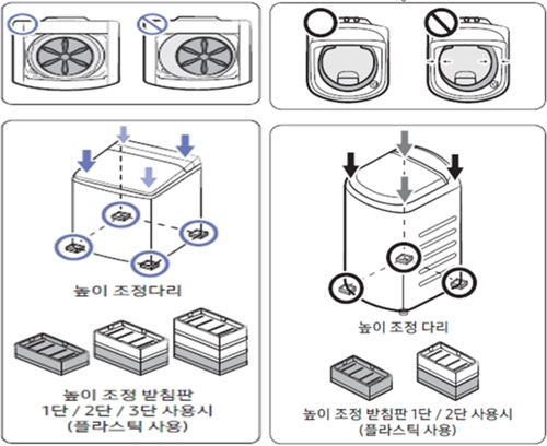 전자동과 아가사랑 세탁기 수평조절 이미지