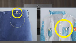 옷감에 단추 지퍼등을 표시한 이미지