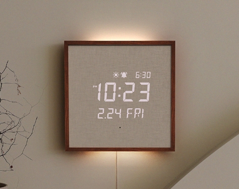무아스 우든프레임 백라이트 무드등 LED 벽시계