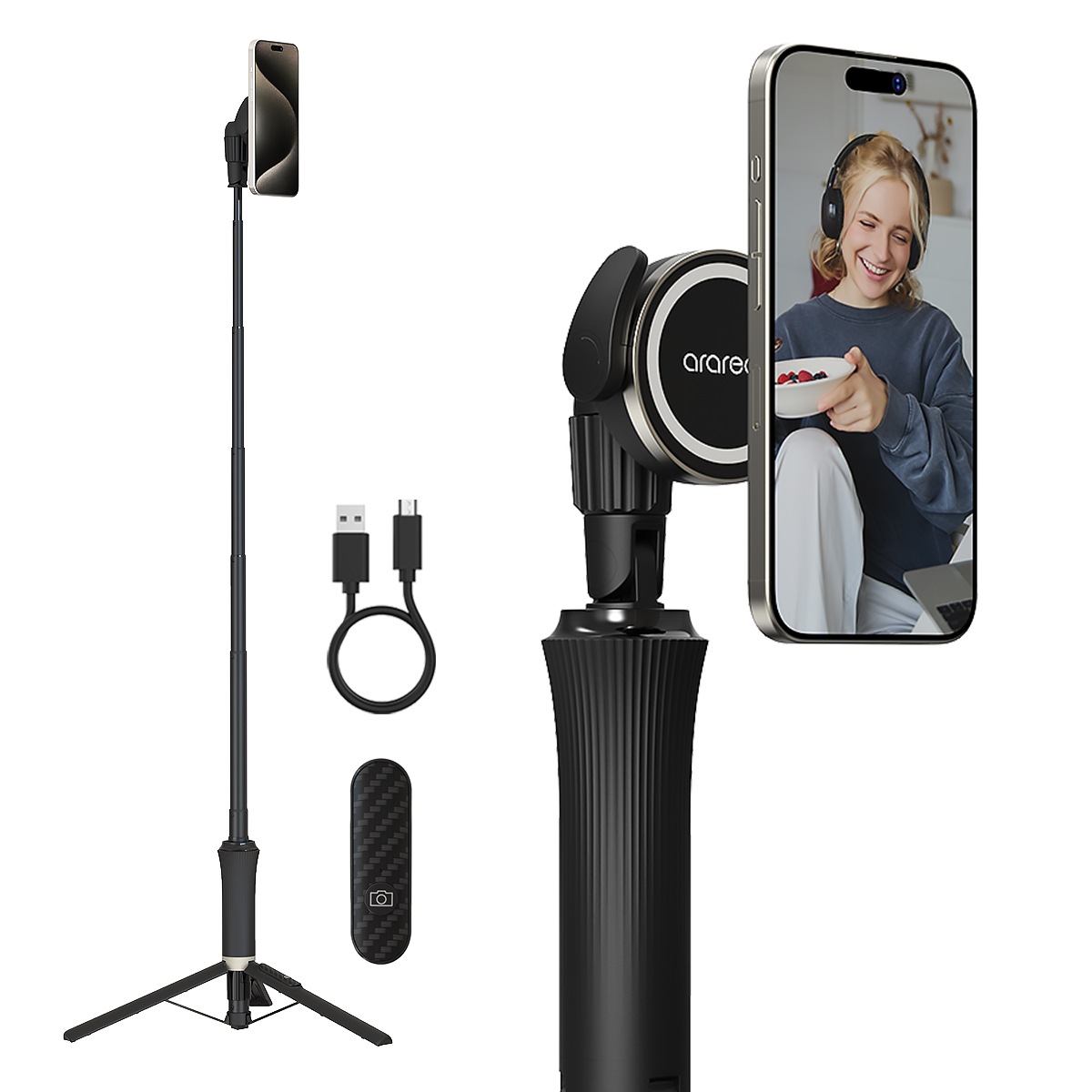"자석인입 삼각대 셀카봉 1.5m 대형 핸드폰 셀카봉 맥피포드 프로"