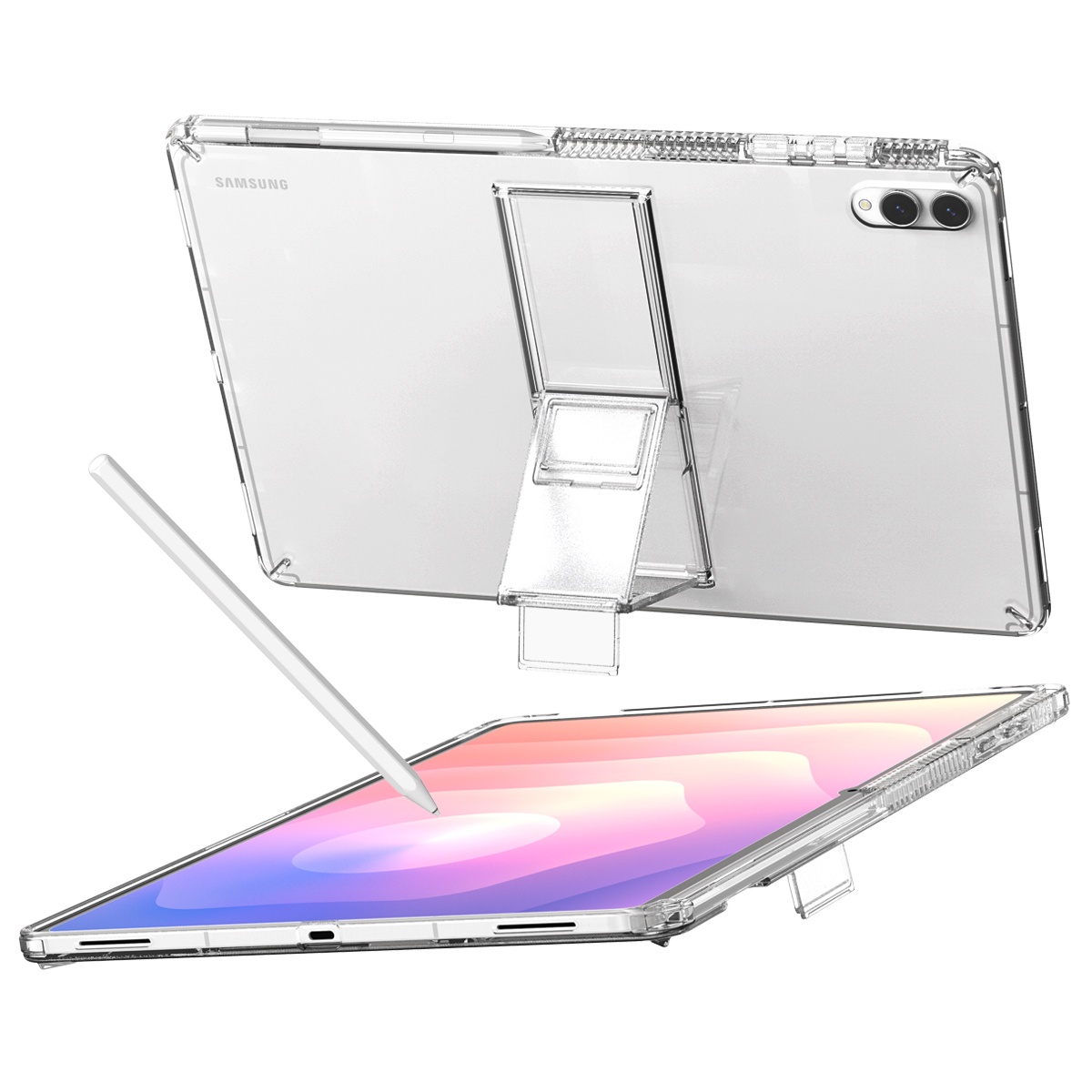 갤럭시탭 S11울트라 투명스탠드펜수납 케이스/화면보호유리세트