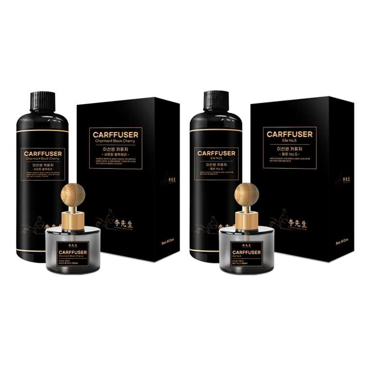 [카핫템] 이선생 카퓨저 샤르망 차량전용 디퓨저 (블랙체리 500ml + 엘르 No.5 500ml)