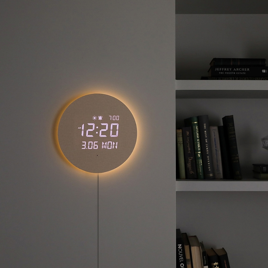 무아스 풀문 백라이트 무드등 LED 벽시계