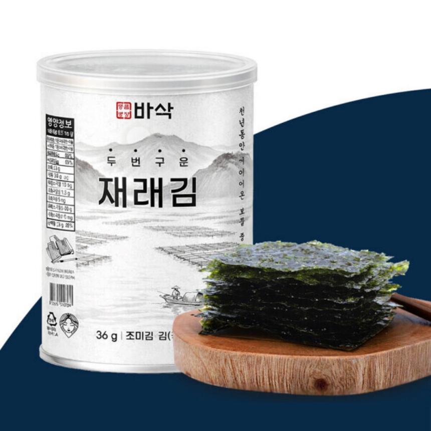 명인 명품 바삭 두번구운 재래김 12캔 세트